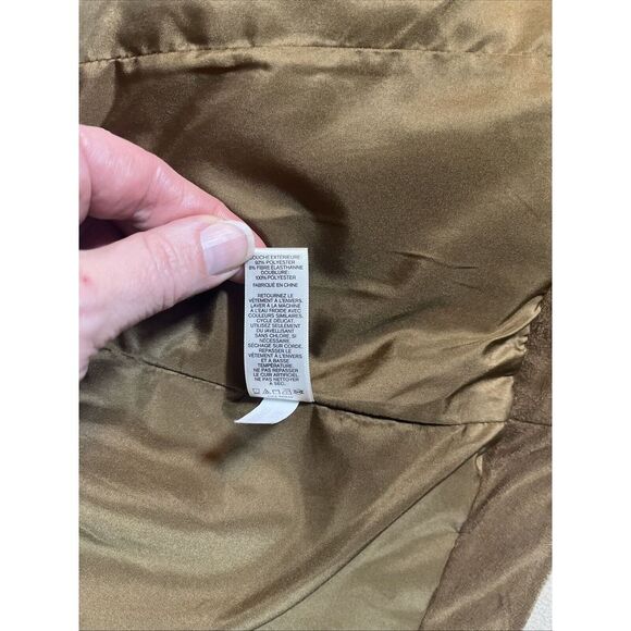 Express Faux Leather Jacket Coat Suede Women S Brown Fringe Western Y2K Boho - Picture 6 of 11